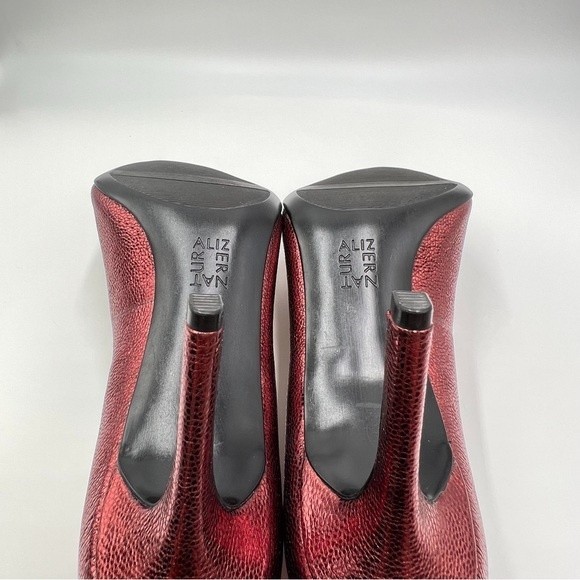 11N 11 NARROW WIDTH Naturalizer Womens Anna Metallic Cranberry Red Leather Heels - Picture 14 of 16